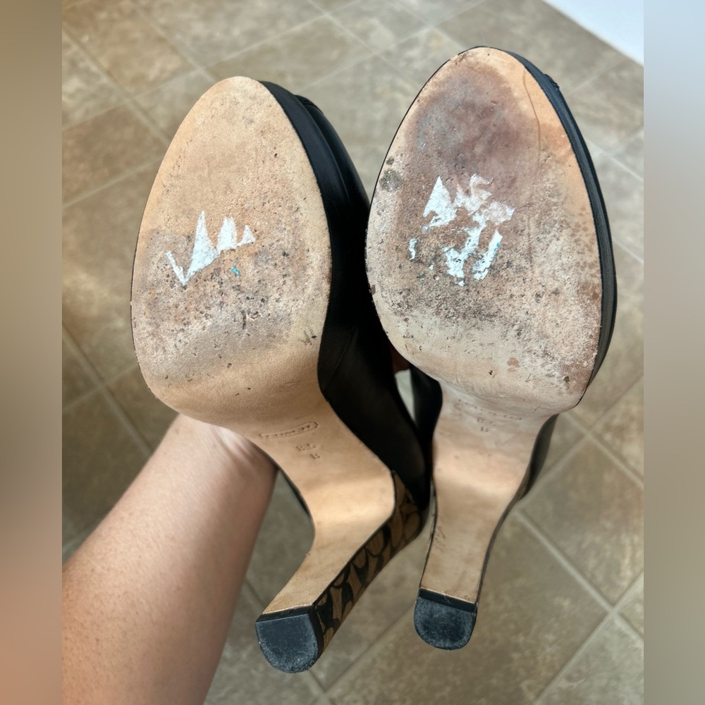 Coach Black Peep-Toe Leather Heels - Picture 9 of 9